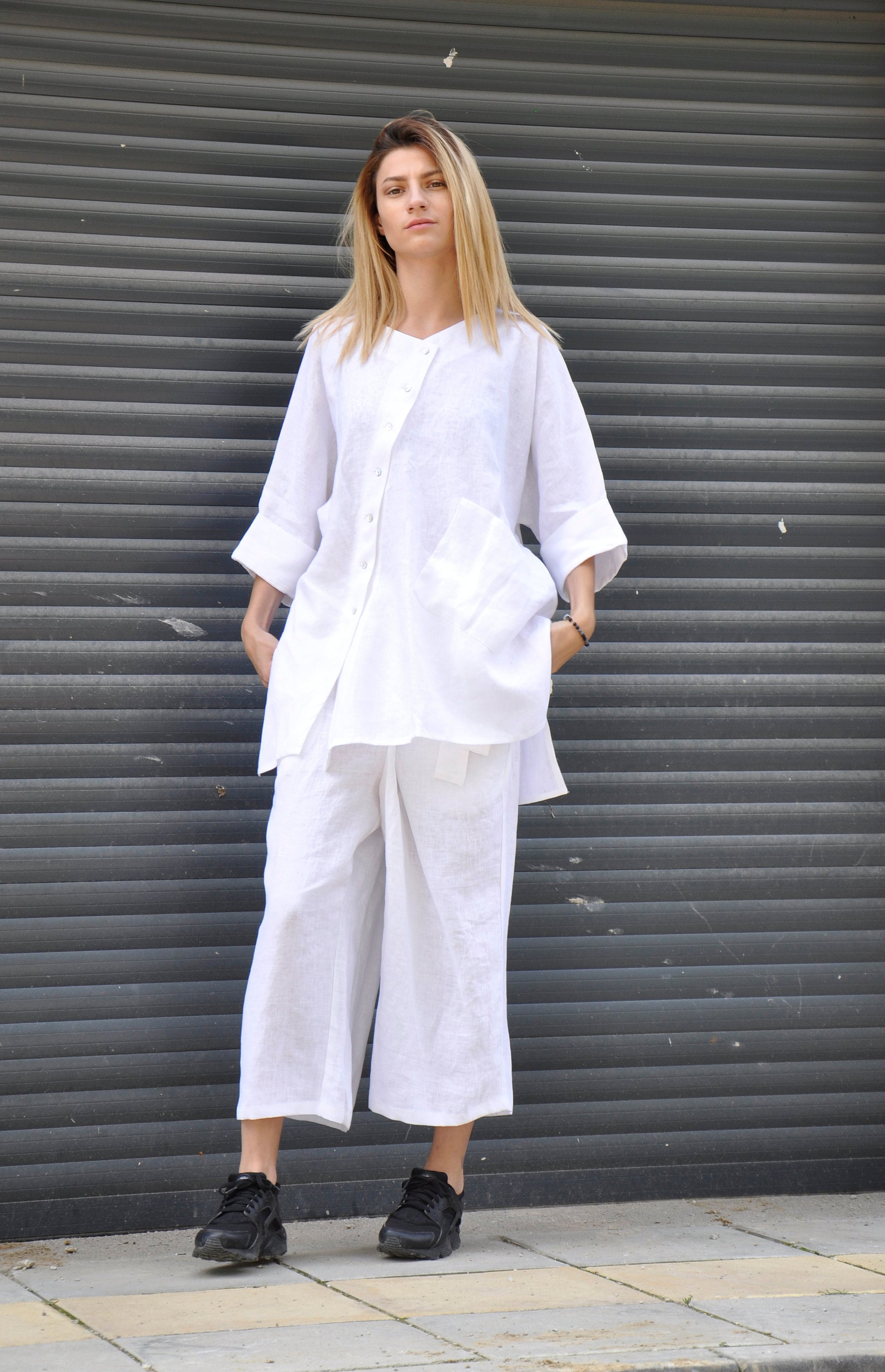 All White Linen Suit Two Piece Set Women Pantsuit Linen - Etsy Canada