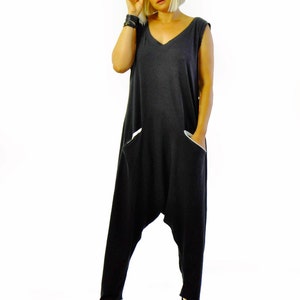 Jumpsuit Women, Plus Size Jumpsuit, Jersey Jumpsuit, Harem Jumpsuit, Plus Size Clothing, Black Jumpsuit, Loose Jumpsuit, Casual G1338