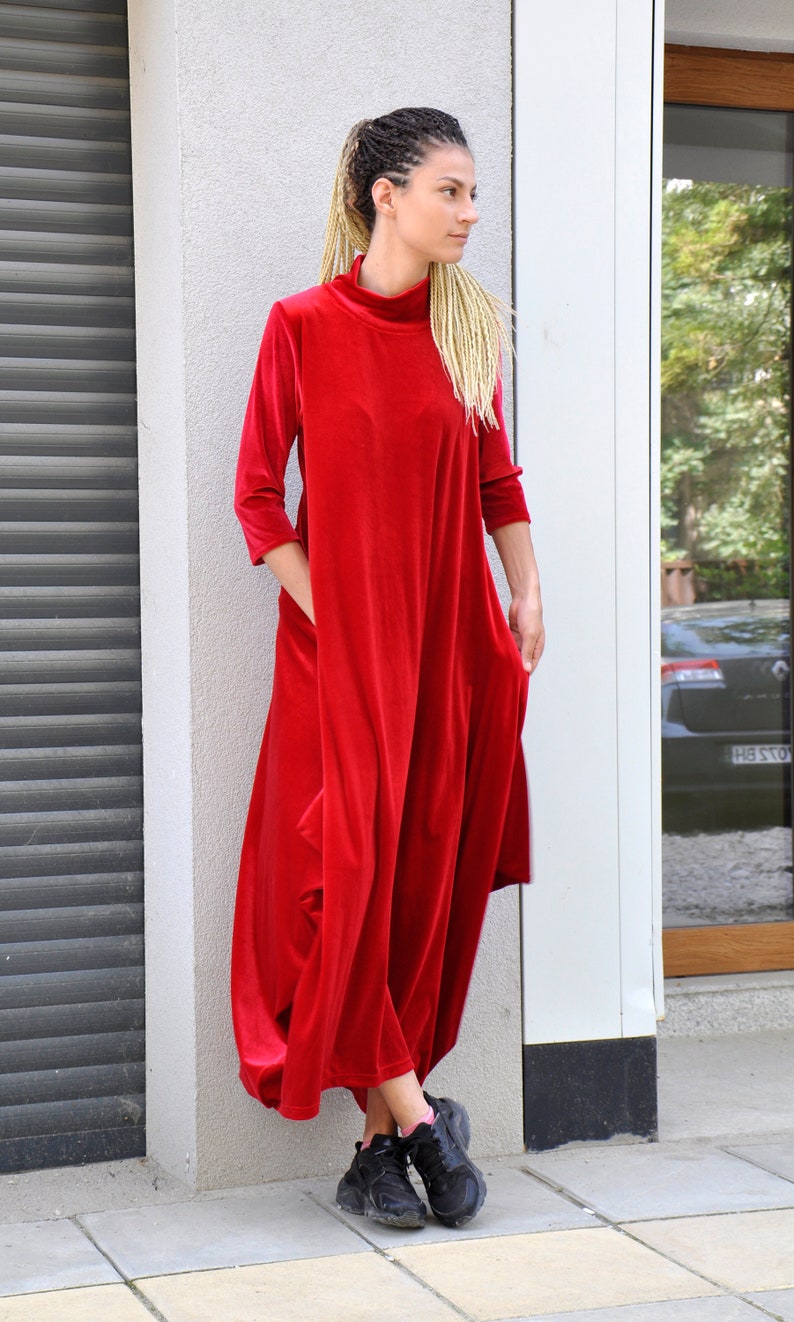 red silk dress with sleeves
