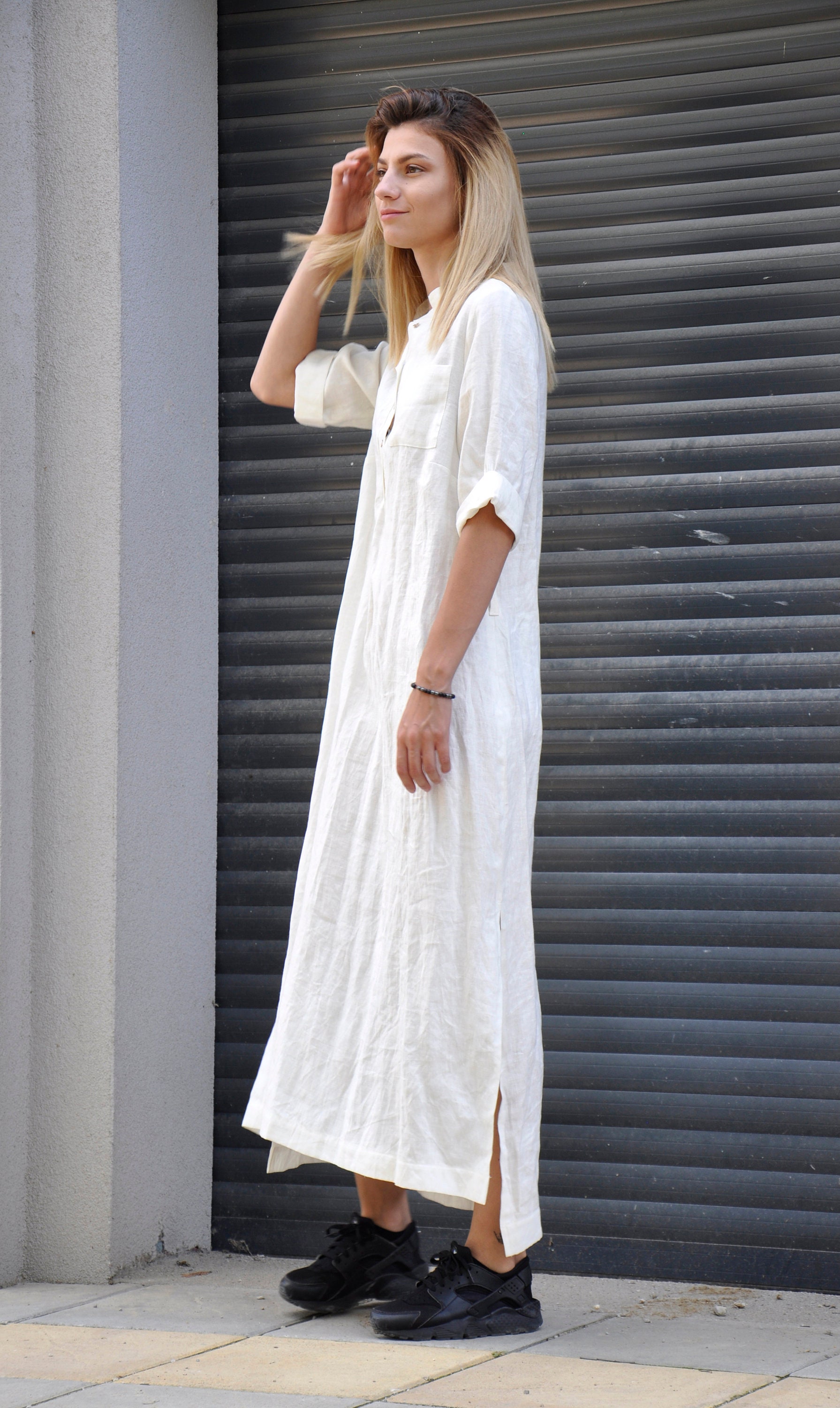 White Linen Dress White Shirt Dress Maxi Dress Linen Plus Etsy