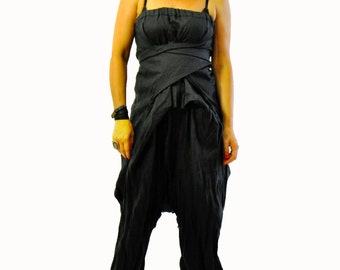 Black Linen Jumpsuit, Linen Overall, Women Jumpsuit, Linen Clothing, Plus Size Linen Jumpsuit, Harem Jumpsuit, Wide Leg Jumpsuit, Linen Wear