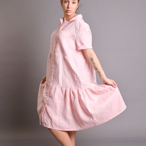 Rose Linen Dress, Italian Linen Dress, Summer Dress, Plus Size Linen Dress, Loose Linen Dress, Women Linen Dress, Collar Linen Dress, Gabyga image 6