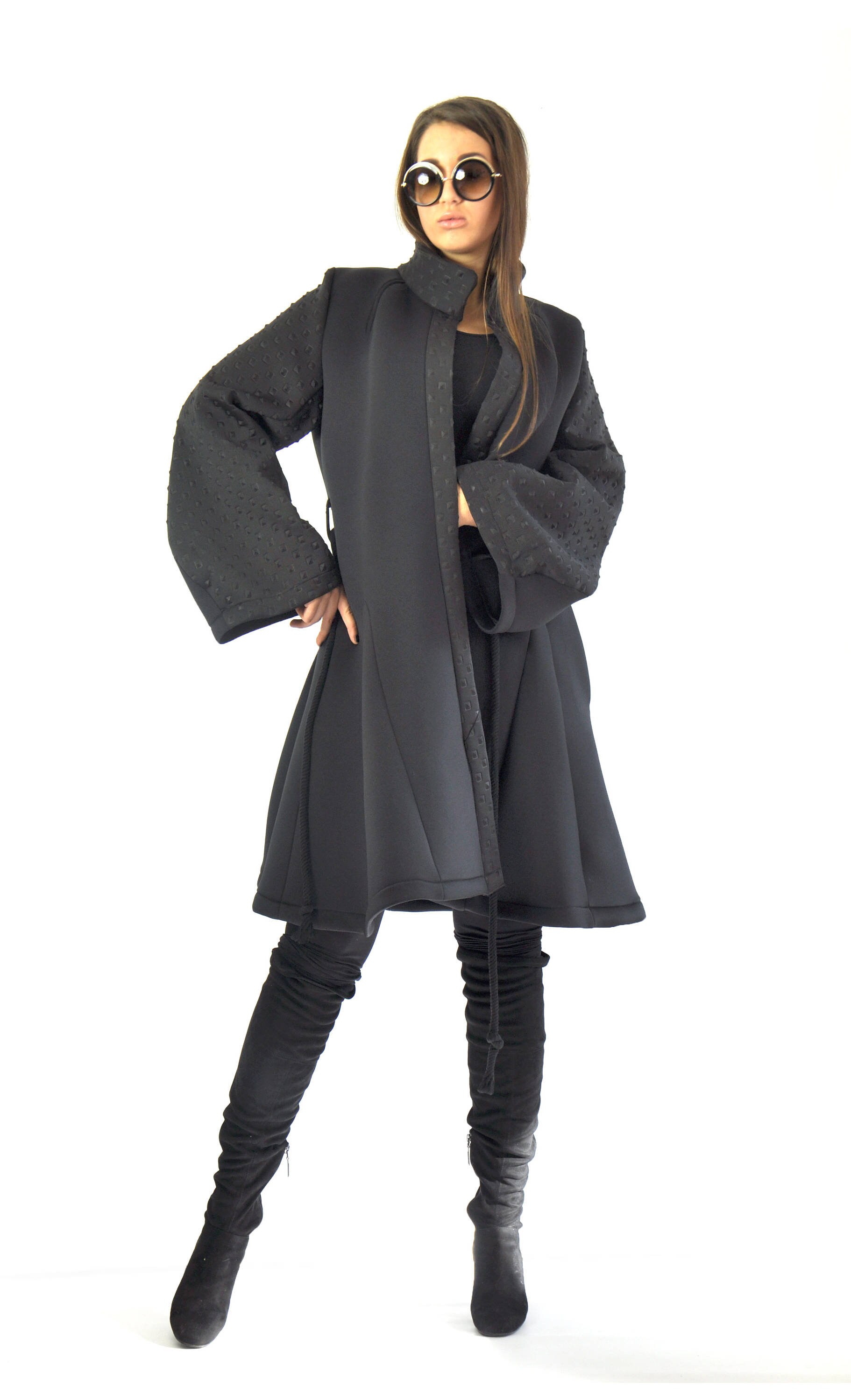 structured black coat