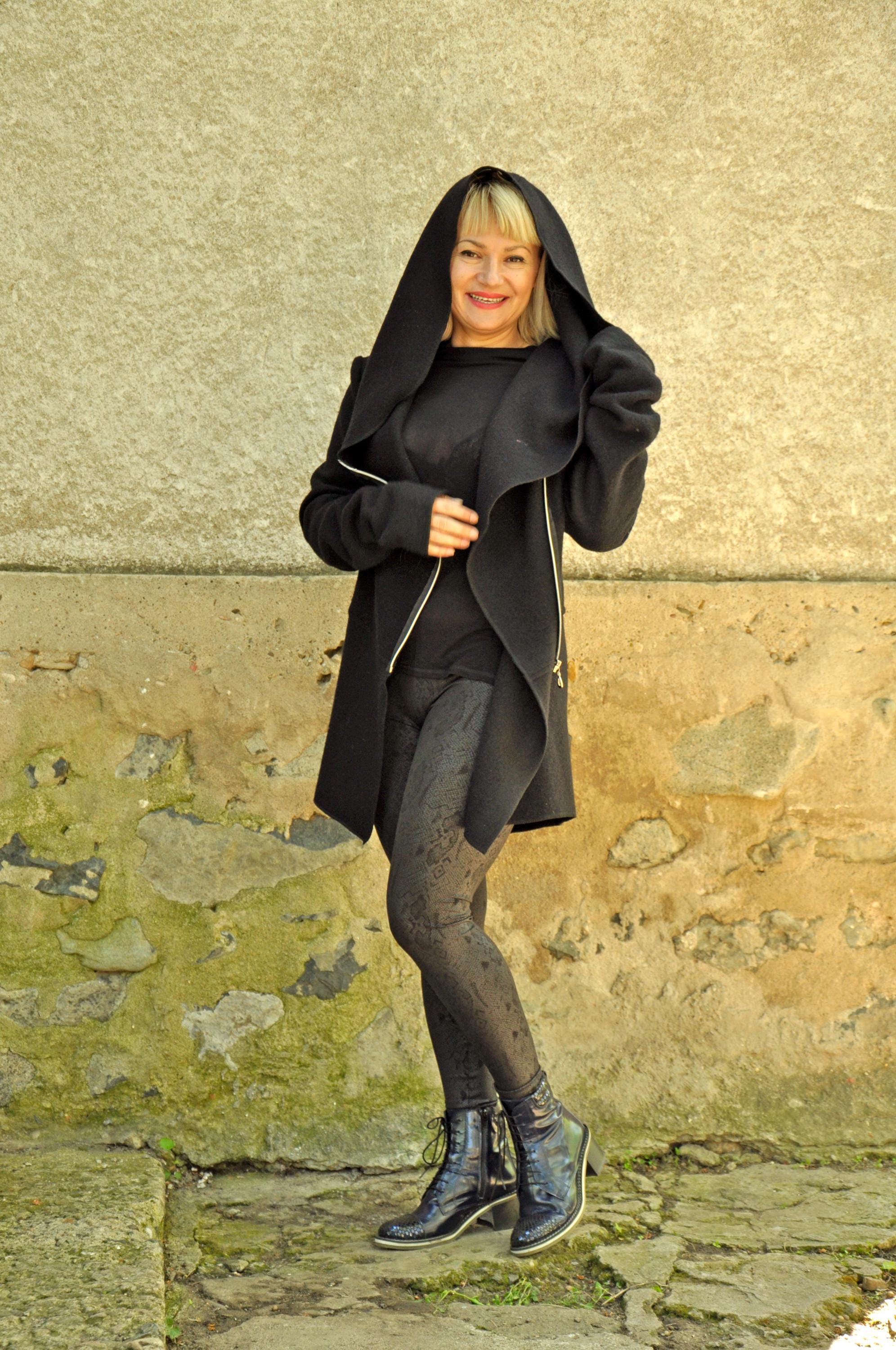 【新品未使用】Acka. over wool jacket Asymmetric Wool Jacket With Zipper, Midi Winter Wool Coat