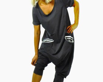 Black Lycra Jumpsuit, Plus Size Jumpsuit, Loose Jumpsuit, Harem Jumpsuit, Women Overall, Cotton Jumpsuit, Women Harem Romper, Maxi Jumpsuit