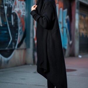 Black Hooded Cardigan, Wool Cloak, Winter Cardigan, Long Cardigan, Winter Clothing, Plus Size Cardigan, Wool Clothing, Warm Cardigan, Gabyga shown in an AI-generated listing photo