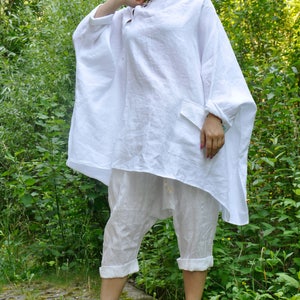 White Tunic, Linen Clothing Women, Plus Size Linen Clothing, Linen Tunic Top, Minimalist Tunic, White Summer Tunic, Maxi Tunic,Gabygaclothes image 6