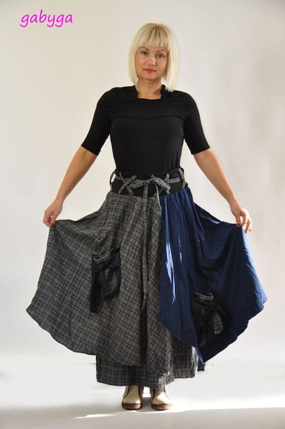 Long Wool casual skirt/Woman wool wrap skirt/Woman blue | Etsy