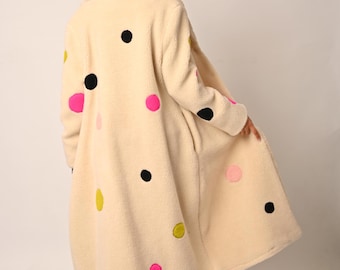 White Long Teddy Coat, Women Winter Overcoat, Wool Handmade Clothes