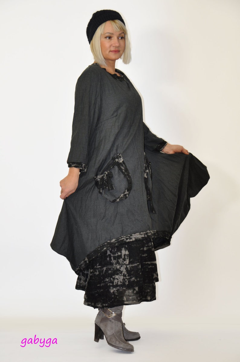 Black wool casual dress/Plus size wool dress/Woman winter Etsy