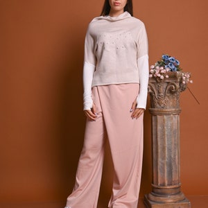 Blush Pink Pants For Women, Wide Leg Pants, Skirt Pants, Plus Size Clothing, Womens Loose Pants, Designer Pants, Oversized Pants,Pink Design image 2