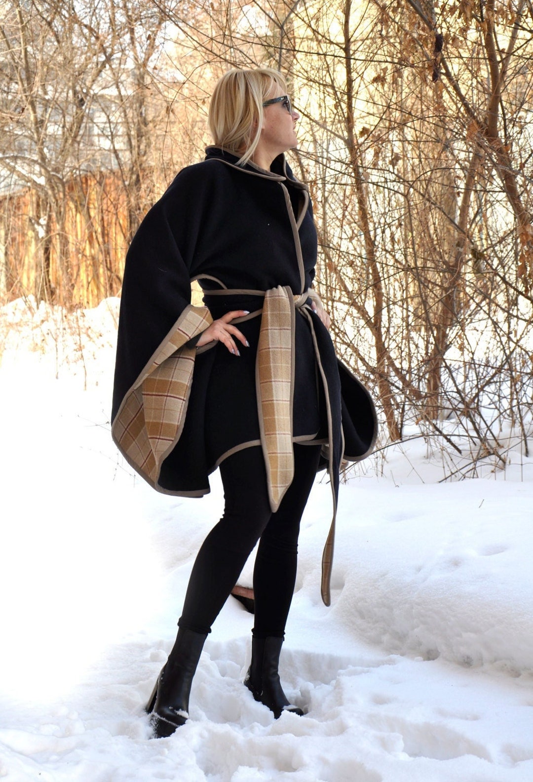 Wool Cape Coat Winter Cloak Wool Cloak Plus Size Clothing Etsy