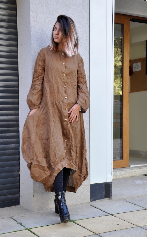 knee length dresses for ladies Coffee Brown & White Panel Midi Dress main image 0