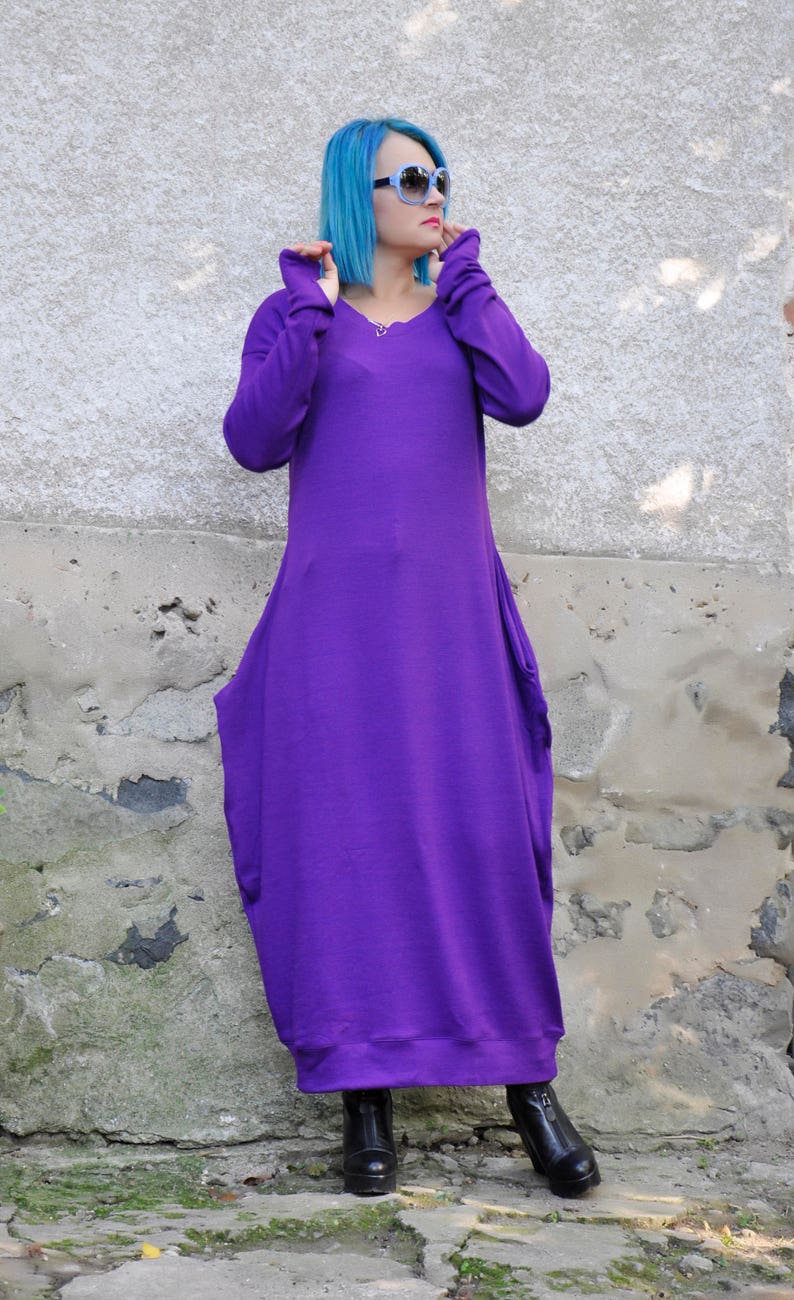 Purple wool tunicMaxi tunic dressWool cashmere long dressPlus size tunicplus size caftanWoman winter dressMaxi dressMaxi tunicD0376