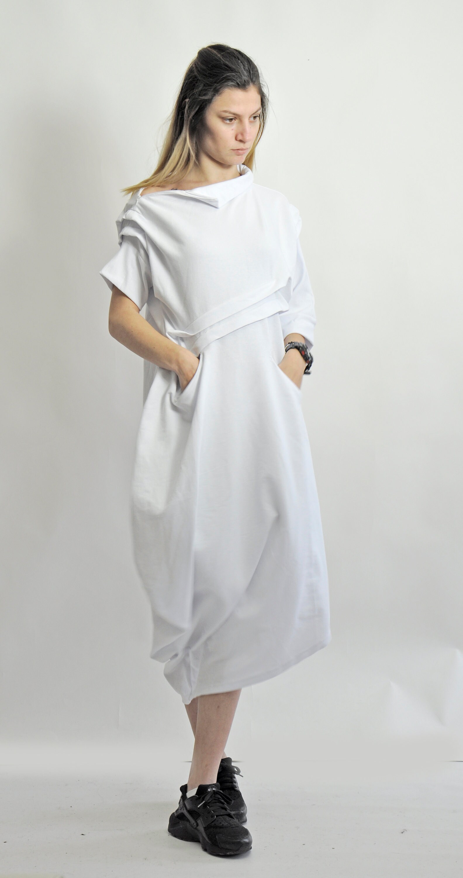 Kleid für Frauen Midi Kleid weißes Kleid asymmetrisches | Etsy Österreich