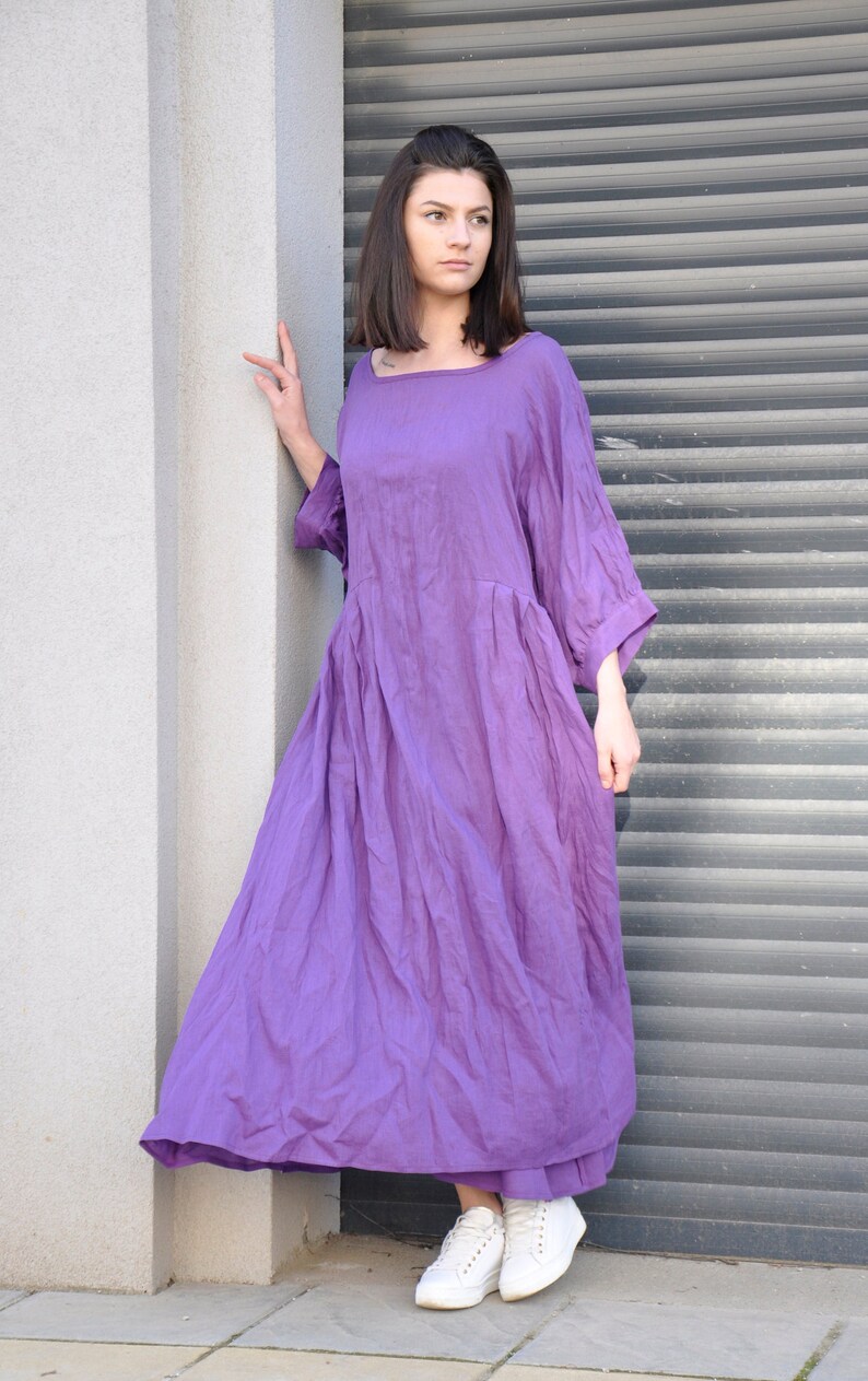 Maxi Lavender Purple Kaftan Dress, Linen Caftan Dress, Summer Wedding — free download