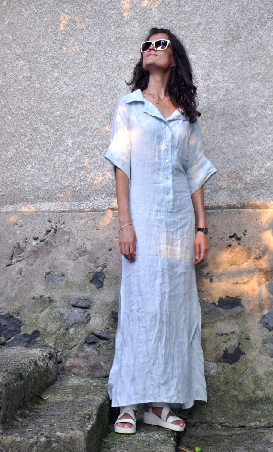 light blue tunic dress