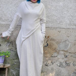 Wool Dress, Wool Dress, Sweater Dress, Winter Dress, Plus Size Clothing, Wool Maxi Dress, White Wool Dress, Winter Maxi Dress, Outerwear image 3