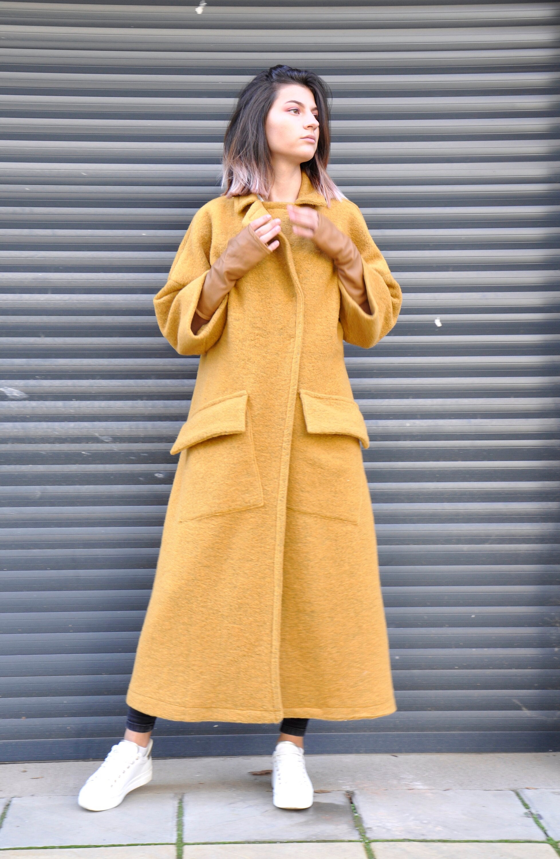 Yellow Mustard Floor Length Coat Warm 
