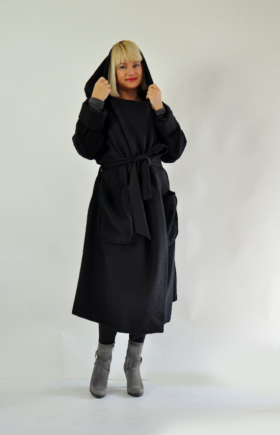 Wool Coat, Black Coat, Swing Coat, Long Coat, Long Coat Dress
