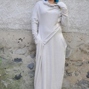 Wool Dress, Wool Dress, Sweater Dress, Winter Dress, Plus Size Clothing, Wool Maxi Dress, White Wool Dress, Winter Maxi Dress, Outerwear image 4