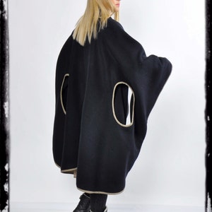 Wool Cloak, Winter Cape, Wool Cape, Plus Size Clothing, Women Cloak, Black Cloak, Winter Cloak, Black Cape Coat, Plus Size Coat, Maxi Coat image 2