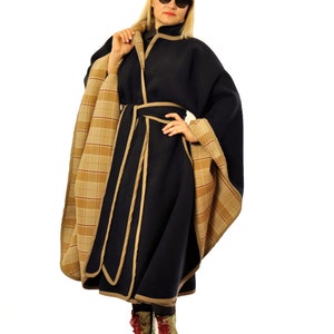 Wool Cape Coat For Winter, Wool Cloak, Winter Cape, Japanese Clothing, Warm Cape, Plus Size Clothing, Black Cape, Cloak Coat,Outerwear Women image 4