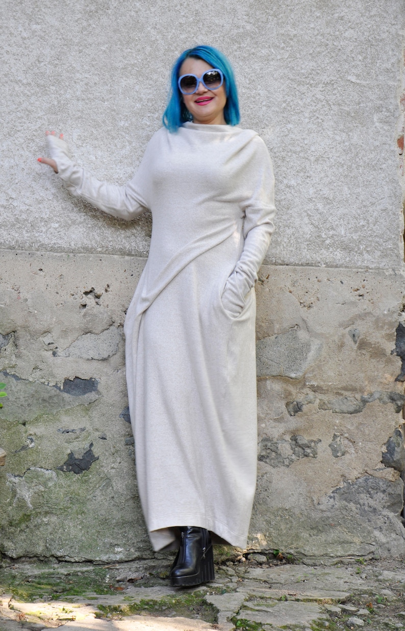 Wool Dress, Wool Dress, Sweater Dress, Winter Dress, Plus Size Clothing, Wool Maxi Dress, White Wool Dress, Winter Maxi Dress, Outerwear image 7