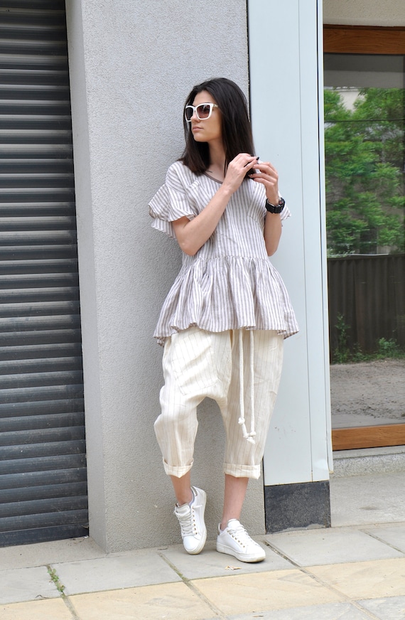 White Linen Harem Pants