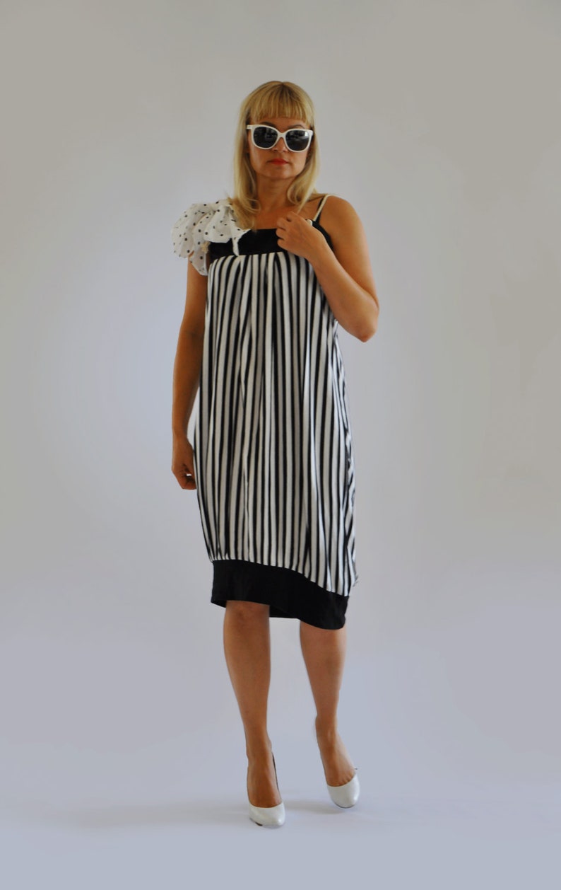 NEW COLLECTION/Black and white dress/Black white stripe/Casual | Etsy