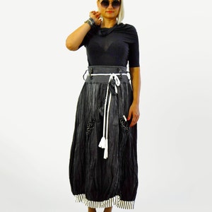 Black Skirt, Long Skirt, Winter Skirt, Taffeta Skirt, Maxi Skirt, Casual Skirt, Extravagant Skirt, Loose Skirt, Cotton Skirt, Plus Size image 4