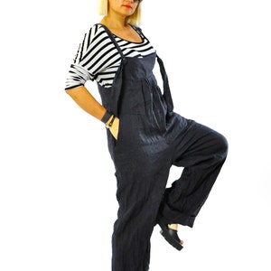 Wide Leg Linen Jumpsuit, Plus Size Jumpsuit, Summer Jumpsuit, Womens Overalls, Women Linen Jumpsuit, Women&#39;s Jumpsuit, Black Linen Jumpsuit