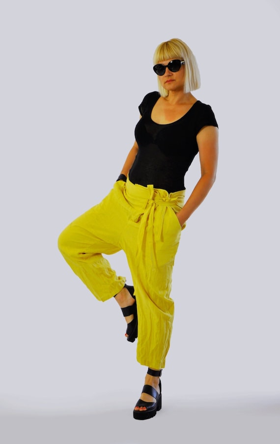 Linen Pants, Yellow Pants, Wide Leg Pants, Linen Clothing, Loose Linen  Pants, Linen Trousers, Summer Linen Pants, Maxi Pants, Lemon Yellow 