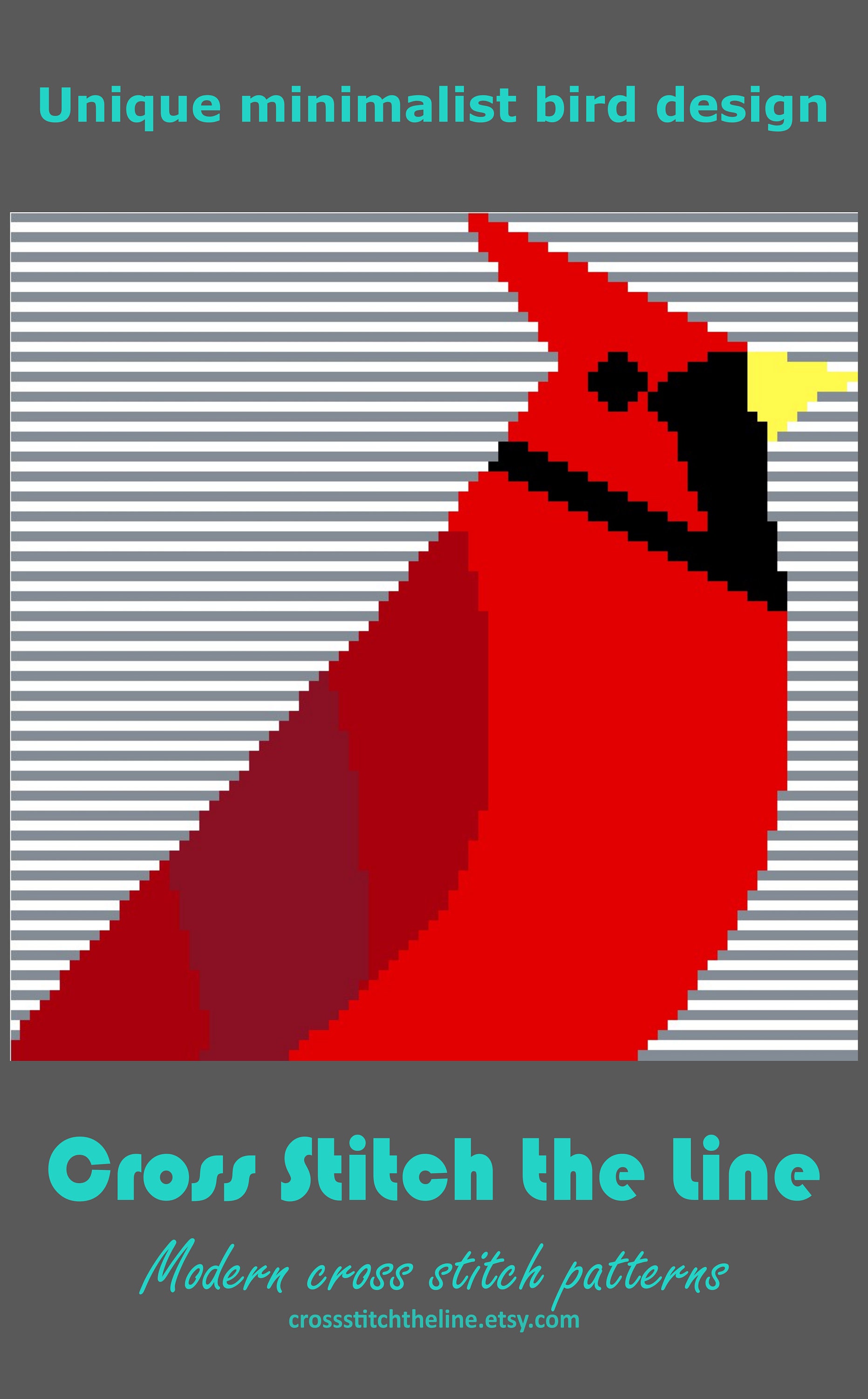 Modern Cross Stitch Pattern Inspired by Charley Harper. Retro Etsy