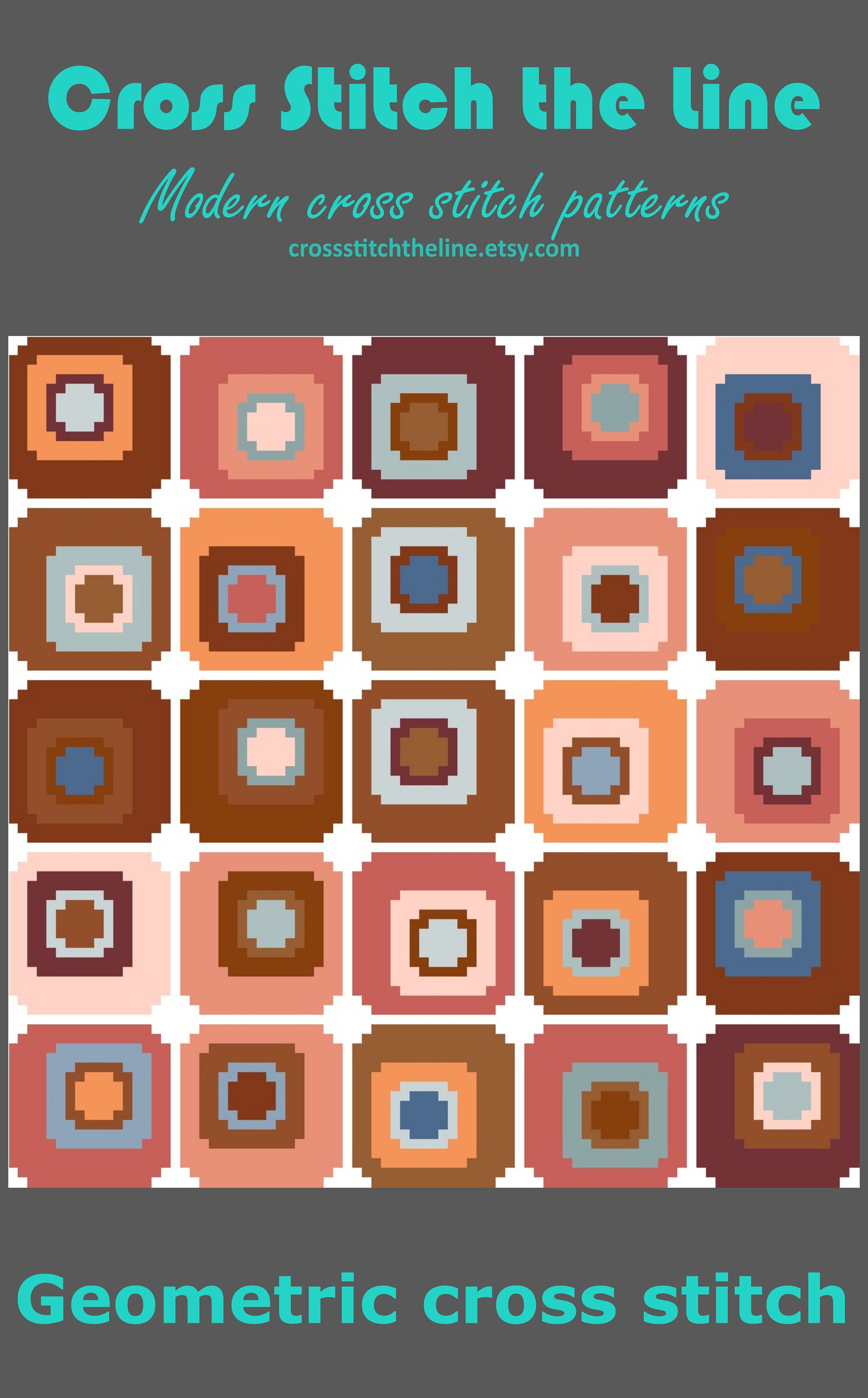 Contemporary cross stitch pattern of mosaic like squares. Etsy