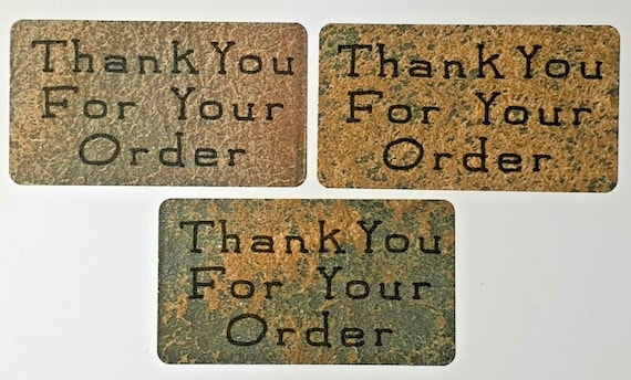 325 x Thank You for Your Order Labels Vintage Brown Leather Look Labels Stickers 