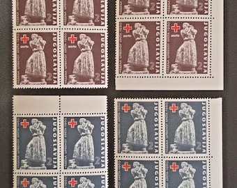 Yugoslavia 1959-60 Children's Week Red Cross Postal Tax 8 Blocks of 4 MNH
