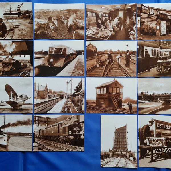 Lot de 16 cartes postales photos ferroviaires historiques imprime la locomotive de la gare
