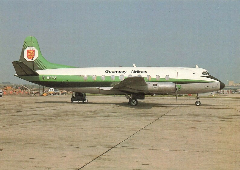 Vintage Aircraft Postcard Guernsey Airlines Vickers Viscount Etsy