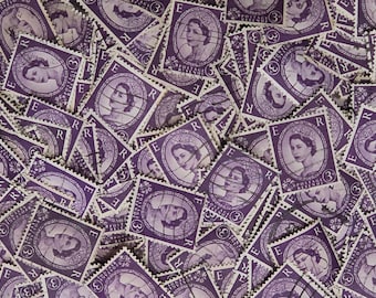 Vintage Lila Queen Elizabeth 3D Briefmarken | Junk Journal, Collage, Scrapbook Bastelbedarf