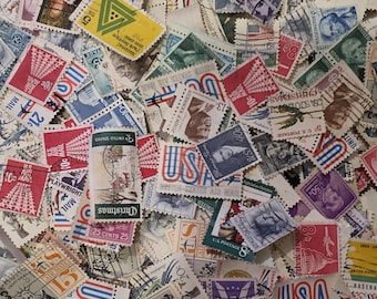 Vintage Amerikaanse postzegels uit de jaren 60 en 70 | Kerstontwerpen maanlanding Apollo 11 | Junk Journal Collage Scrapbooking Verscheidenheidspakket voor papier