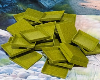 Wargaming Bases 25mm Square Moss Green PLA Plastic for War Gaming Tabletop Games