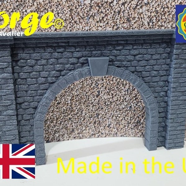 OO Gauge Single Track Stone Tunnel Portal - 3D Printed in Grey PLA