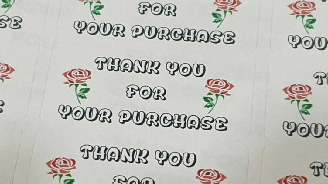 325 X Thank You for Your Purchase Labels Red Rose Sticky White Matte ...