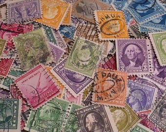 Vintage Amerikaanse postzegels voor Junk Journal Collage Scrapbooking Gebruikt VS Verenigde Staten Postzegels Off Paper Americana Ephemera Craft Pack