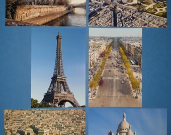 Set of 6 Brand New Glossy Postcards, Paris Landmarks, France