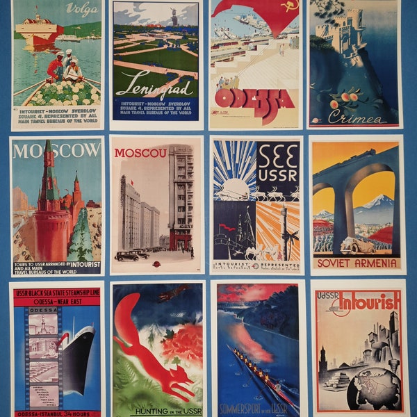 Ensemble de 12 nouvelles cartes postales, Russie, soviétique, URSS, CCCP, affiches de voyage vintage 85L