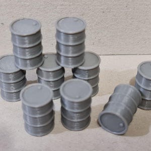 9 New Grey Oil Drum Barrels 1:43 Scale Models diorama accessories Truck Lorry