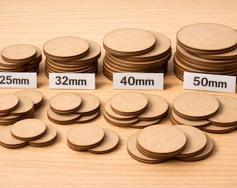 Wargaming Bases MDF  25mm–50mm Laser Cut Round Bases Tabletop Gaming