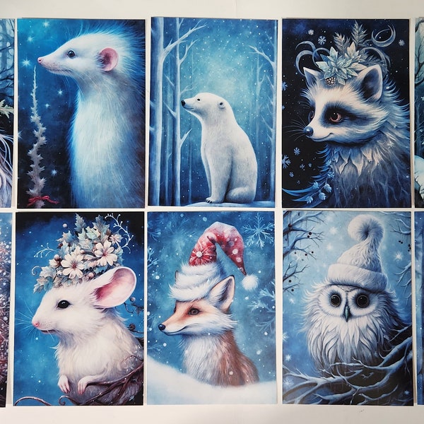Set of 10 NEW Funny Animal Santa Xmas Christmas Animals Postcards Great for Postcrossing